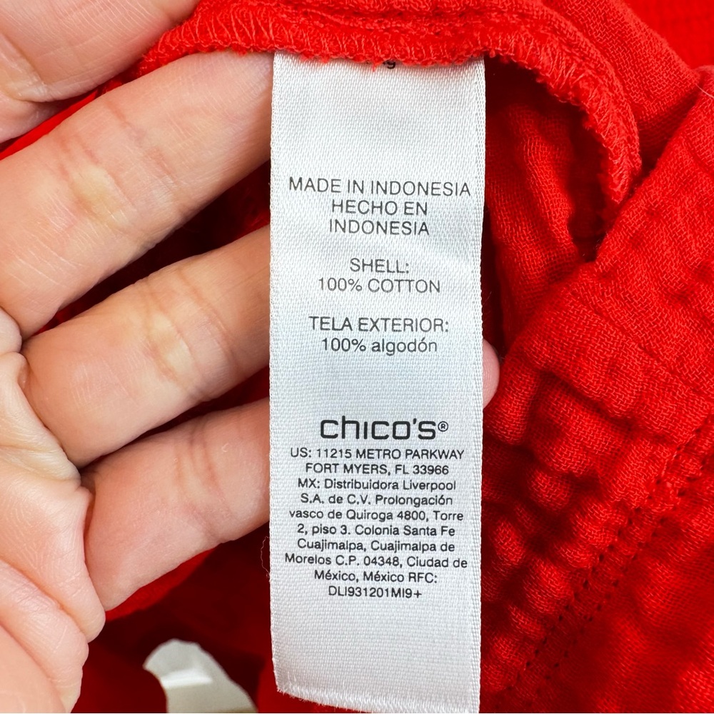 Chico's Tiered Gauze Midi Dress in Hot Red Sz 4 - Picture 9 of 9